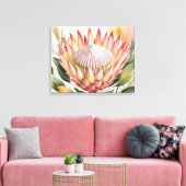 Watercolor king protea canvas afdruk (Insitu (Woonkamer))