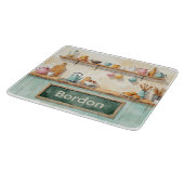 Watercolor Kitchen Glass Cutting Board Snijplank (Hoek)