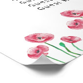 Watercolor klaproos huwelijks zitplaatskaart poster (Hoek)