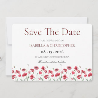 Watercolor Klaproos & Lavendel Bloemen Bruiloft Sa Save The Date