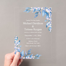 watercolor klassiek blauwe winter groen wedding