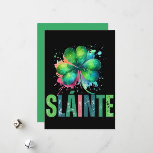 Watercolor Klaver - Sláinte - St. Patrick's Dag Feestdagenkaart