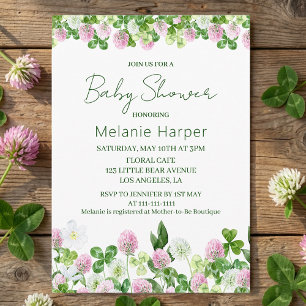 Watercolor Klaverweide Baby Shower Kaart