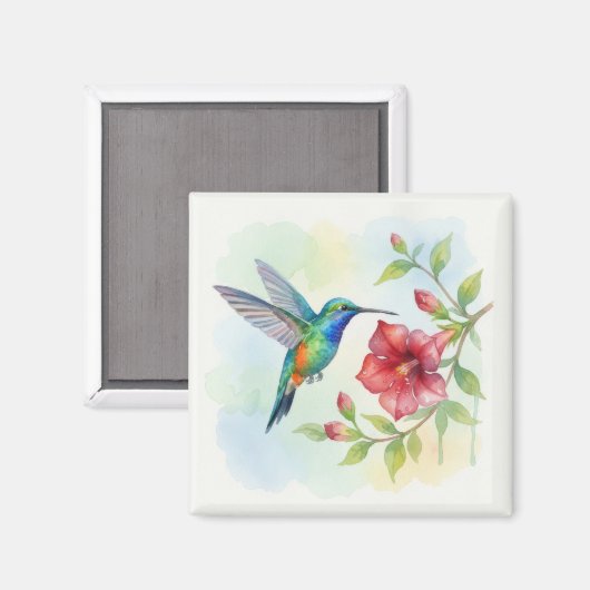 Watercolor Kleine Kolibrie Magneet (Voorkant / Achterkant)