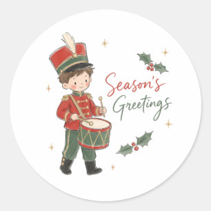 Watercolor Kleine Trommelaar Jongen Ronde Sticker