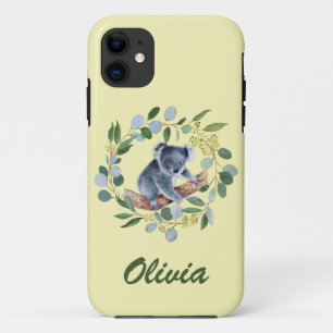 Watercolor Koala en Eucalyptus Krans iPhone 11 Hoesje