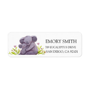 Watercolor Koala Familie Etiket
