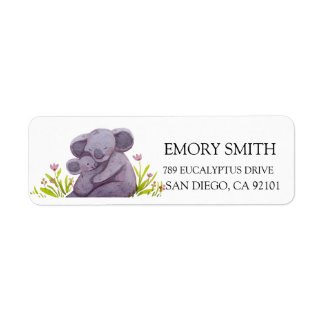 Watercolor Koala Familie Etiket