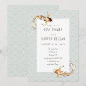 watercolor koi poisson baby shower invitation (Devant / Derrière)