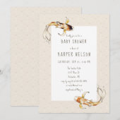 watercolor koi poisson baby shower invitation (Devant / Derrière)