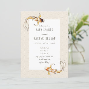watercolor koi poisson baby shower invitation