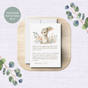 Watercolor Konijn Baby Shower Bedankkaartjes Notitiekaartje