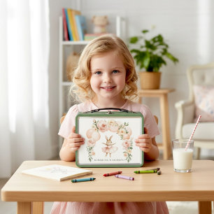 Watercolor Konijn Ballerina Bloemboog Metal Lunch