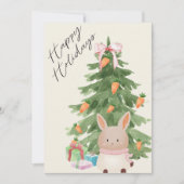 Watercolor Konijn Boom Huisdierliefhebber Kerst Pl Feestdagenkaart (Voorkant)