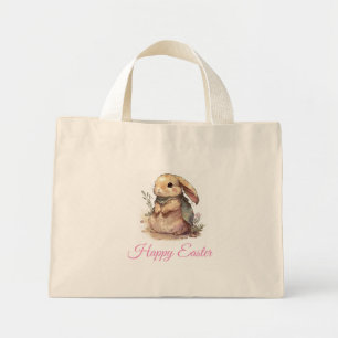 Watercolor Konijn Cute Pasen Mini Boodschappentas Tote Bag