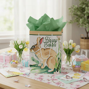 Watercolor konijn op maat Pasen Medium Cadeauzakje