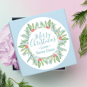 Watercolor Krans Kerststicker Ronde Sticker