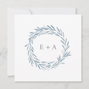 Watercolor Krans Monogram Vierkant Save the Date Kaart