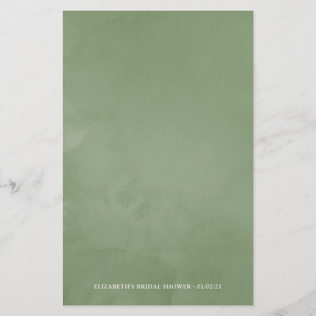 Watercolor Kristal Groen Bruidsbingo (Achterkant)