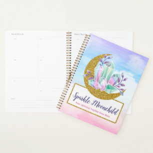 Watercolor Kristallen & Gouden Halvemaan Boutique Planner