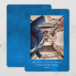 Watercolor Krokus Nevels Blauwe Kerstkaart Kaart