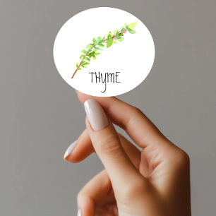 Watercolor Kruiden Tijm Ronde Sticker