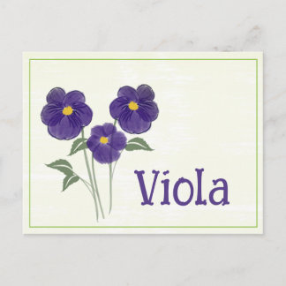 Watercolor Kunst Viola Bloem Februari Verjaardag Briefkaart