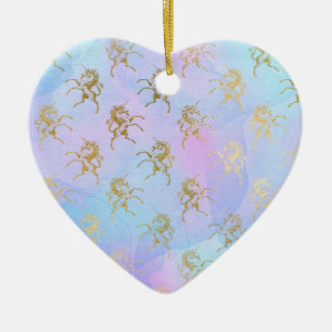 Watercolor Kunst Zachte Kleuren Gouden Eenhoorn Fa Keramisch Ornament