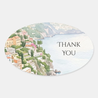 Watercolor Kust Dank Je Ovale Sticker