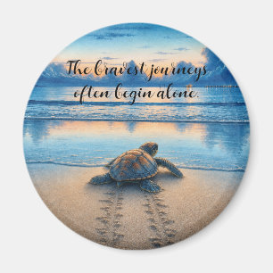 Watercolor Kustkrab op Zandstrand met citaat Magneet