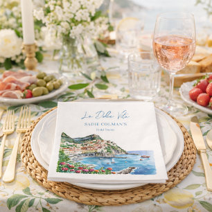 Watercolor La Dolce Vita Italiaans Bruidsfeest Servet