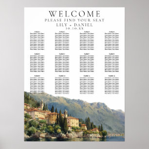 Watercolor Lago di Como Italiaans trouwzaalstoelin Poster