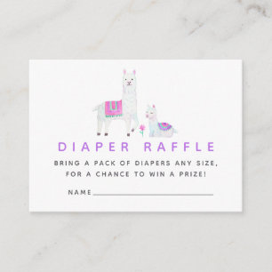 Watercolor Lama thema Baby Shower Luier Raffle Informatiekaartje