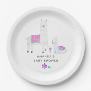 Watercolor Lama thema Baby Shower Papieren Bordje