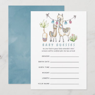 Watercolor Lama thema Baby Shower Raadspel Kaart