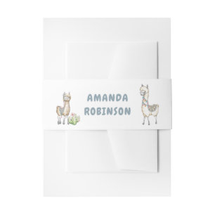 Watercolor Lama thema Baby Shower Uitnodigingen Wikkel