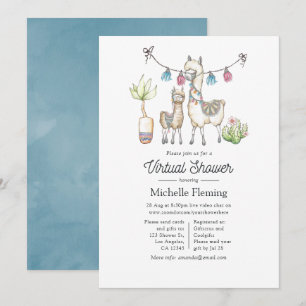 Watercolor Lama thema Virtuele Baby Shower Kaart