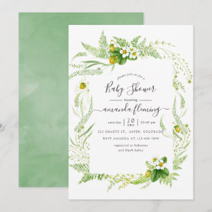Watercolor Landelijk Groene Baby Shower Kaart