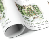 Watercolor Landhuis Kerstvakantie Cadeaupapier (Rol Hoek)