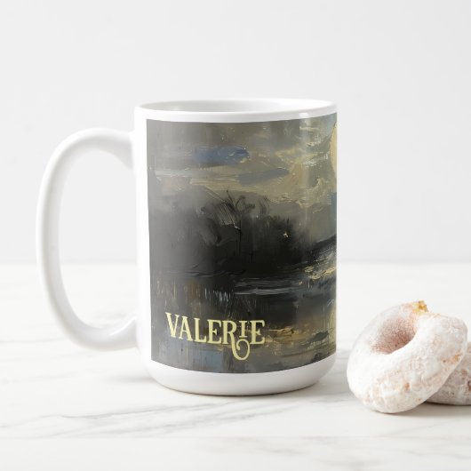 Watercolor Landscape Custom Name Mug Koffiemok (Met donut)