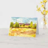 Watercolor Landscape Trees Mountain Clouds Card Kaart (Gele Bloem)
