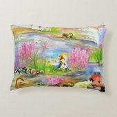 Watercolor Landschap  Accent Kussen (Achterkant)