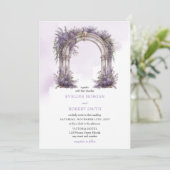 Watercolor lavender arch wedding invitation (Debout devant)
