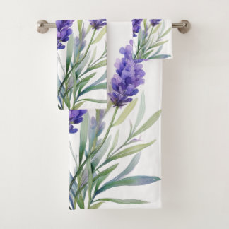 Watercolor Lavender Flowers Bad Handdoek