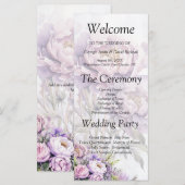 Watercolor Lavender Peony Wedding Programme (Devant / Derrière)