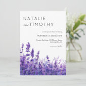 Watercolor Lavender Rustic Boho Botanical Wedding  Kaart (Staand voorkant)