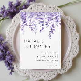 Watercolor Lavender Rustic Boho Botanical Wedding Kaart