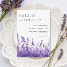 Watercolor Lavender Rustic Boho Botanical Wedding 