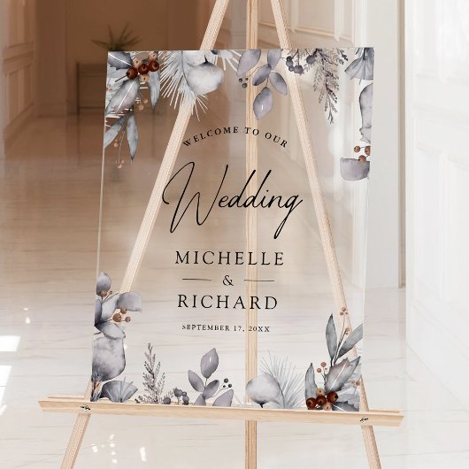 Watercolor Leaves Winter Wedding Welcome