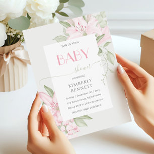 Watercolor Lelie Baby Shower Bloemen Kaart